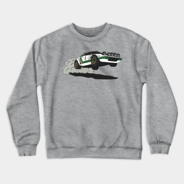 Stratos Rallycar Crewneck Sweatshirt by AutomotiveArt